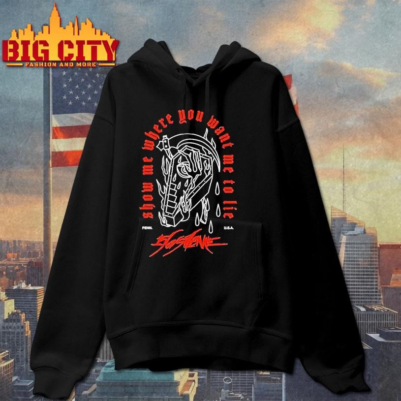 156 Silence Show Me Where You Want Me To Lie Penn Usa Grim Reaper Coffin Shirt