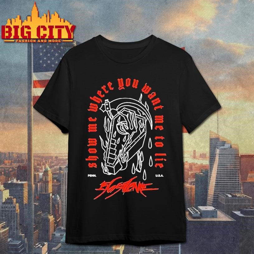 156 Silence Show Me Where You Want Me To Lie Penn Usa Grim Reaper Coffin Shirt
