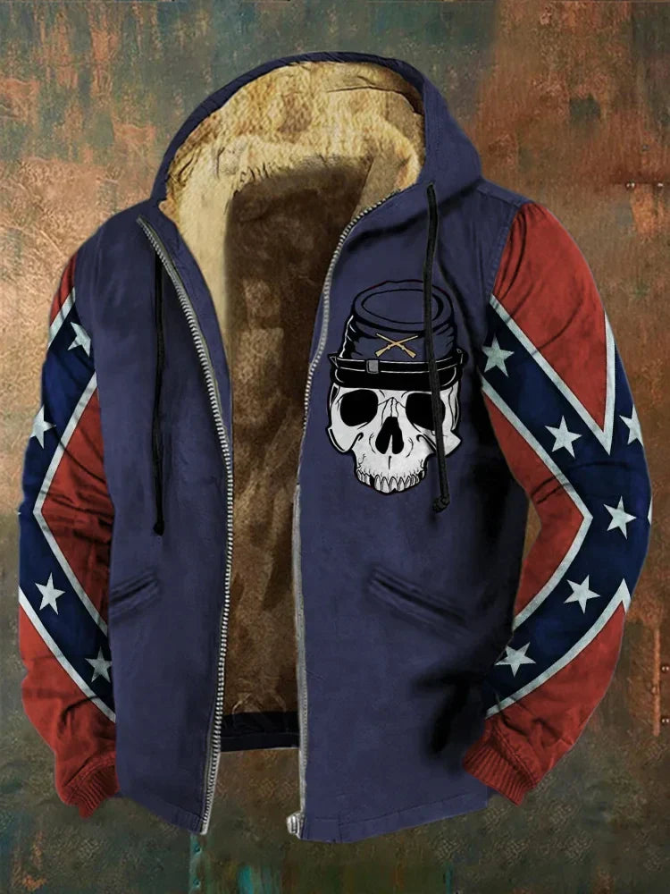 Old Dixie Skull Zip Hoodie Retro Southern Cross Shirt Southern Pride Merchandise Sweatshirt | PureTeeCo.com