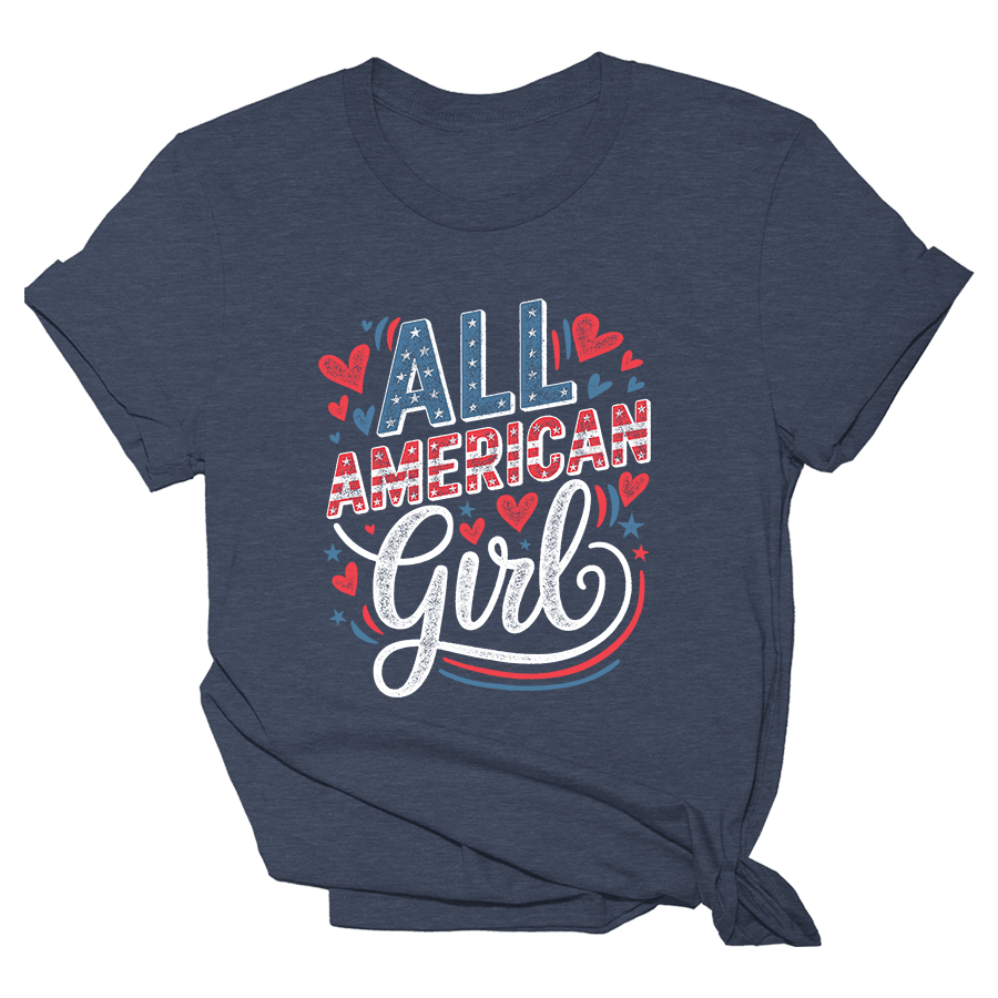 All American Girl Shirt Women's Patriotic T-Shirt Gifts For Girlfriend Anniversary Gift for Men Hoodie, Sweatshirt