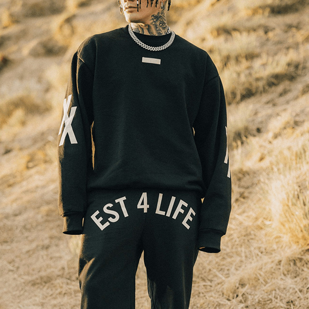 MGK Merch Est 4 Life Wide-Leg Sweatshirt And Sweatpant Sets Machine Gun Kelly Merchandise T-Shirts, Hoodie | PureTeeCo.com