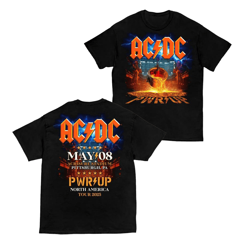 ACDC Merch Pittsburgh Pwr Up Tour T-Shirt Music Gift Ideas For Guys Hoodie, Sweatshirt | PureTeeCo.com