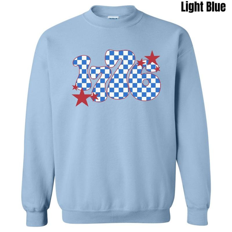 1776 Blue Checker Sweatshirt 'NLB' T-Shirts, Hoodie | PureTeeCo.com