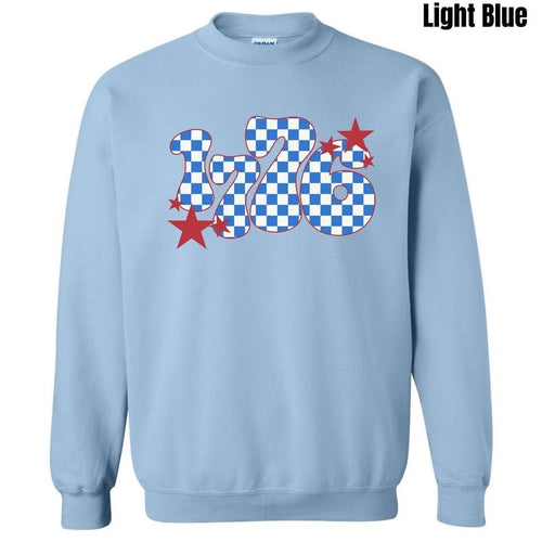 1776 Blue Checker Sweatshirt 'NLB' T-Shirts, Hoodie | PureTeeCo.com