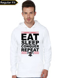 Eat Sleep Conquer Repeat White Hoodie T-Shirts, Sweatshirt | PureTeeCo.com