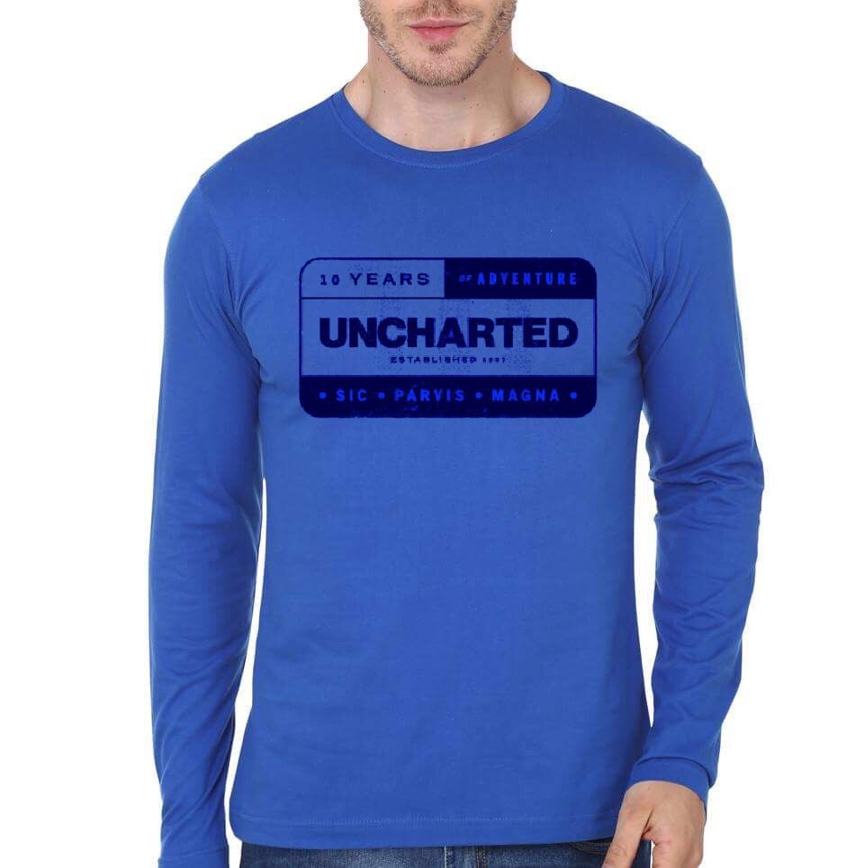 Uncharted Royal Blue Full Sleeve T-Shirt Hoodie, Sweatshirt | PureTeeCo.com