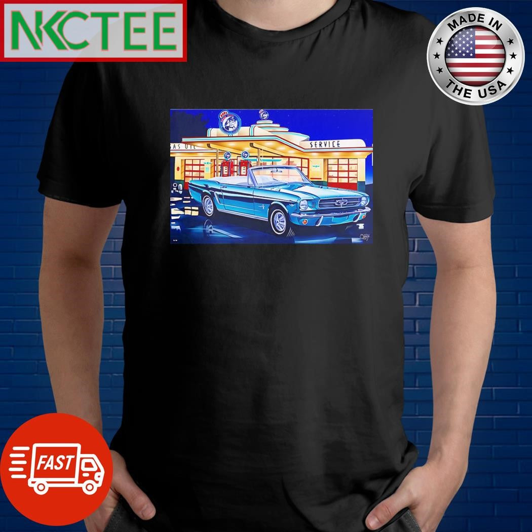 1964 mustang convertible gas oil service retro shirt