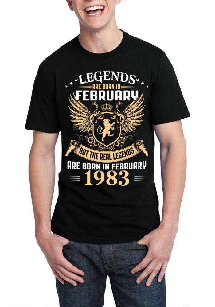 Legends Are Born In February 1983 Black T-Shirt Hoodie, Sweatshirt | PureTeeCo.com