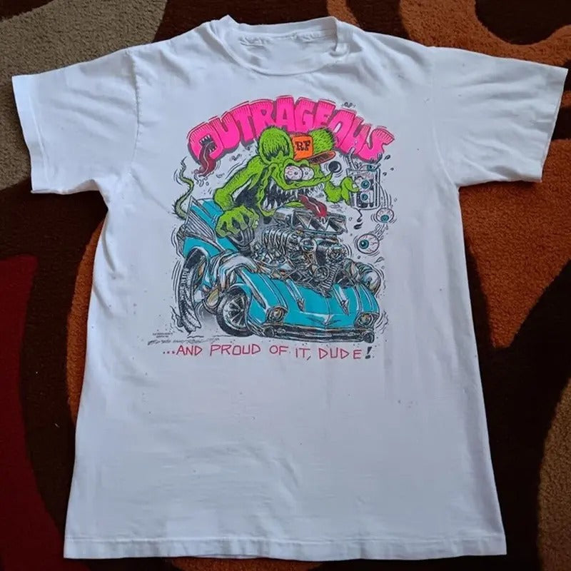 1990 Ed Roth Rat Fink Outrageous T Shirt Unisex Full Size Hoodie, Sweatshirt | PureTeeCo.com