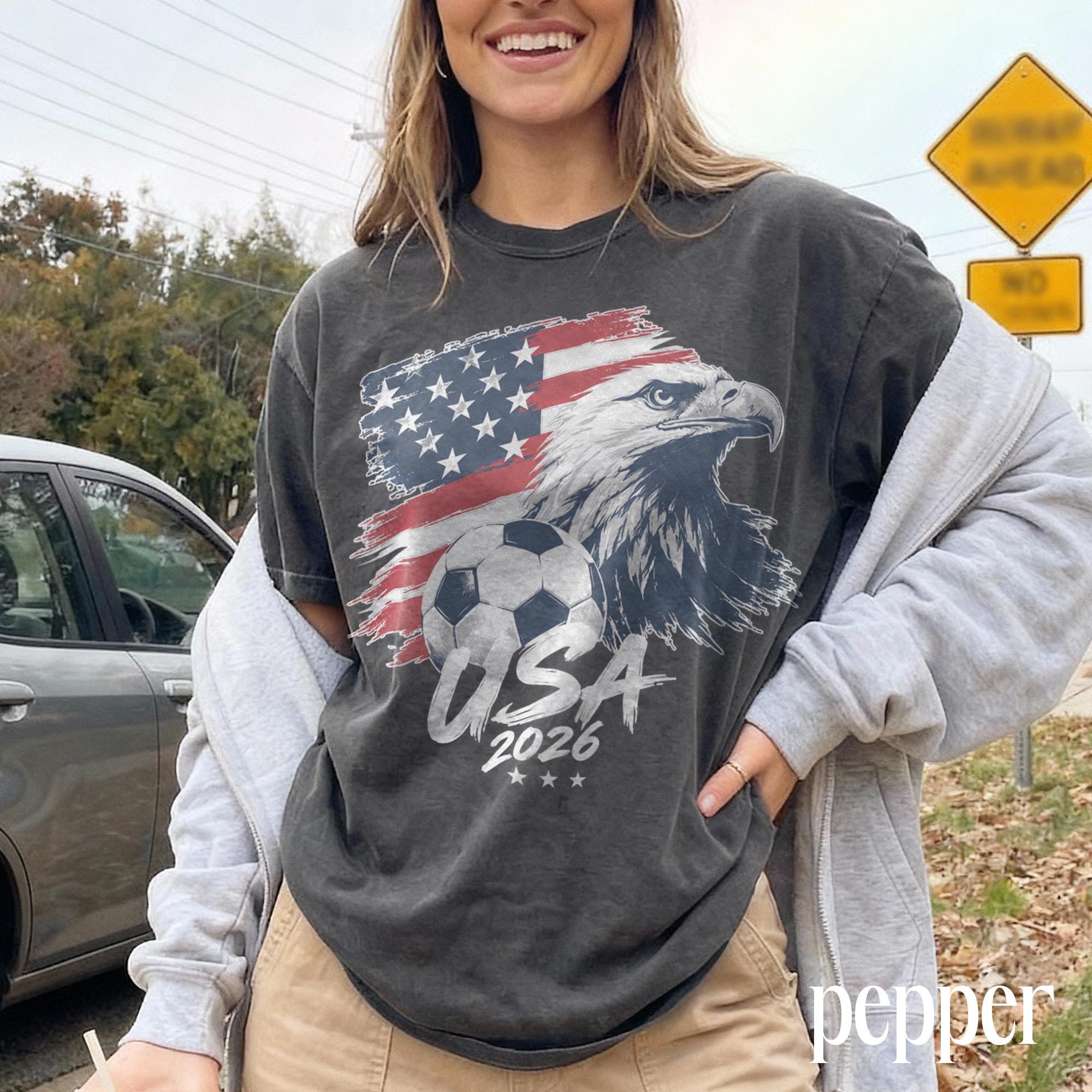 Vintage Usa World Cup 2026 Soccer American Eagle Football Fan Patriotic Sports Comfort Colors Tee (3)