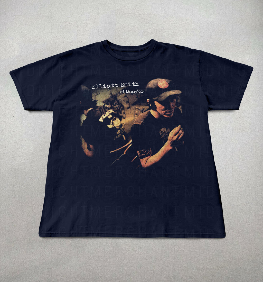 Elliot Smith Either Indie Folk Retro 90s Elliot Smith Alt Rock Tee 90s Band Tee (3)