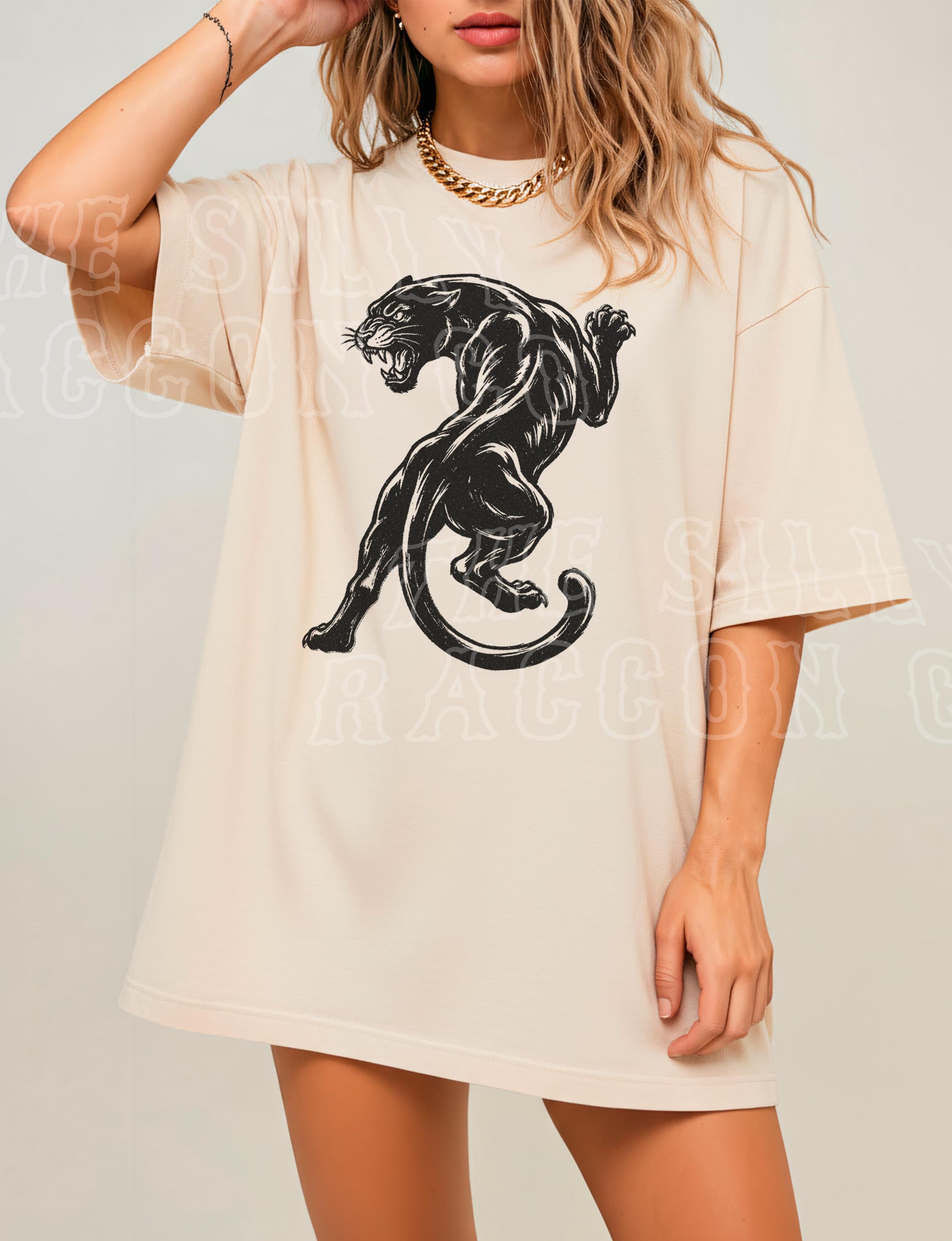 Vintage Black Panther Y2k Streetwear Tattoo Flash Comfort Colors Retro 90s Animal Tee (3)