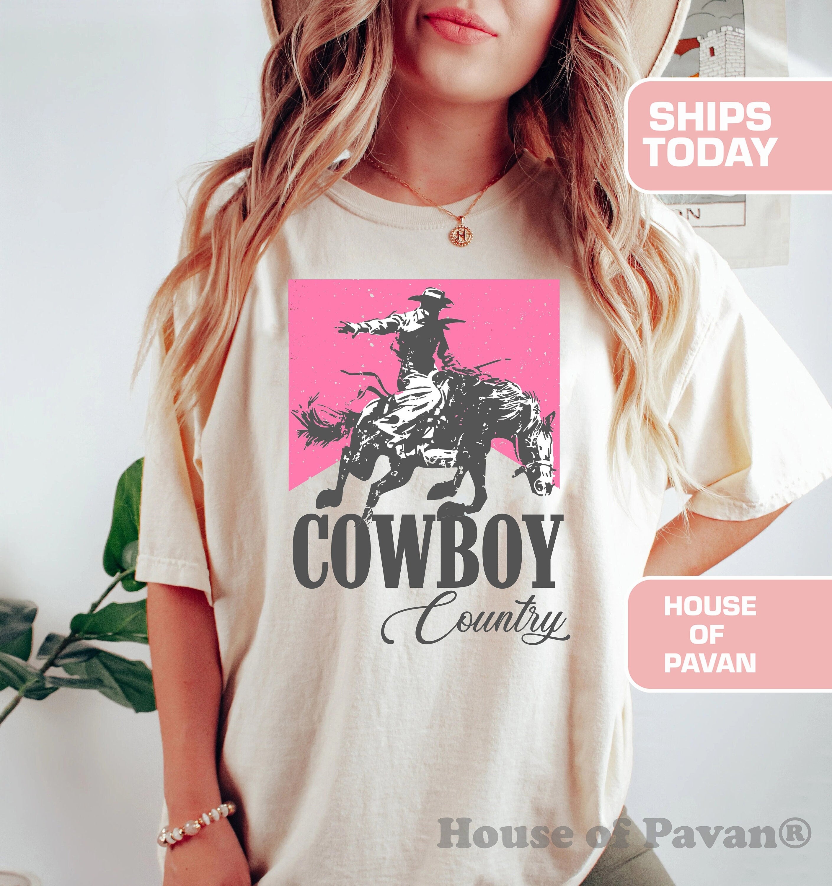 Cowboy Country Nashville Pink Rodeo Tee Western Cowgirl Vintage Country Comfort Colors Retro Boho Tee (3)