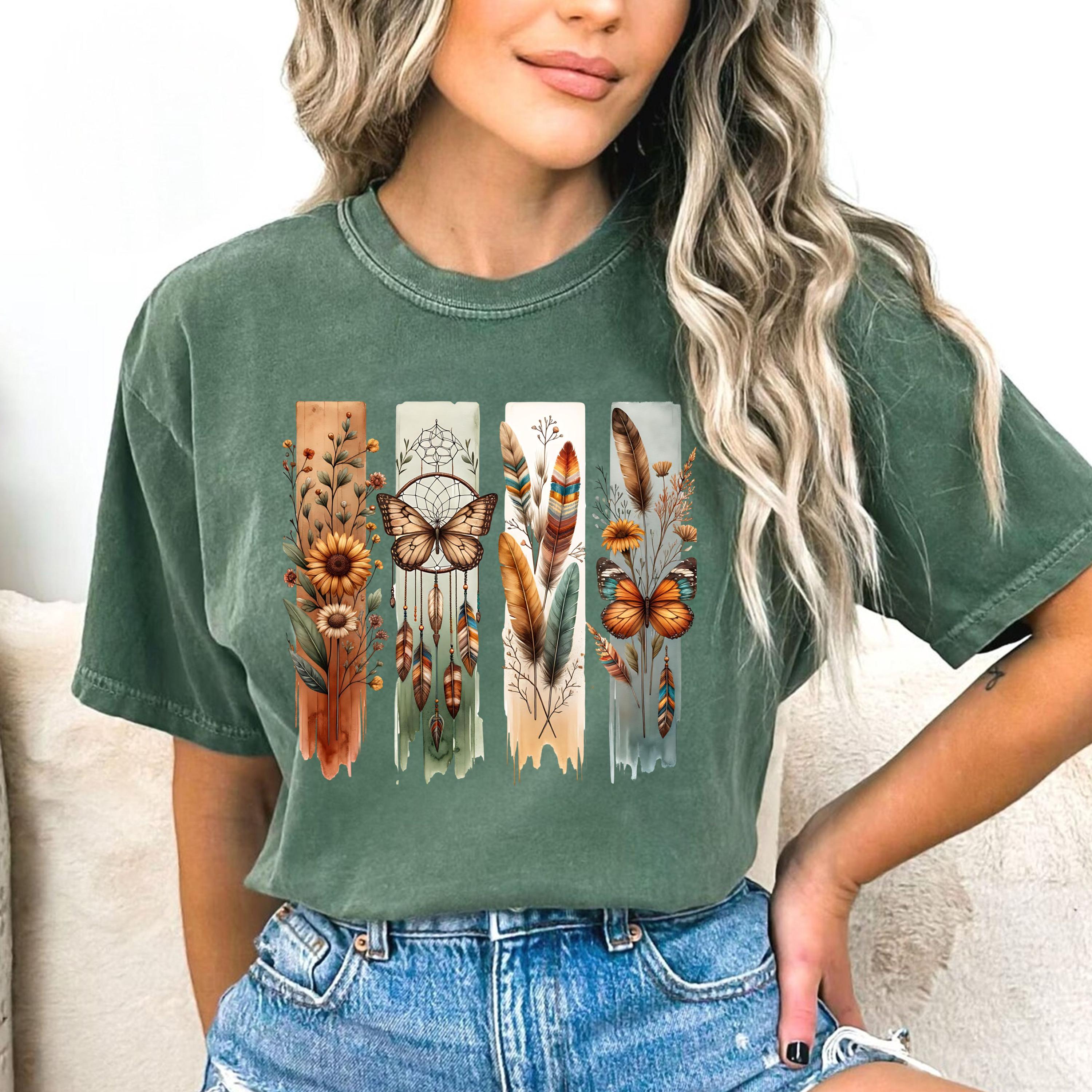 Comfort Colors Vintage Boho Flower Flower Butterfly Floral Retro Flower Nature Lover (3)