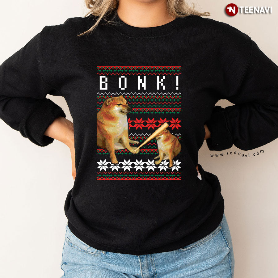 Cheems Doge Bonk Meme Ugly Christmas Sweater Style Sweatshirt