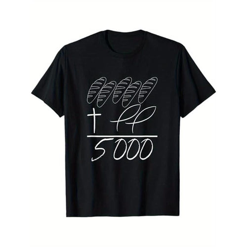 2 Fishes 5 Breads 5000 Chosen Against The Current T-Shirt, Cotton, Halloween Thanksgiving Christmas Gift for Men Family...