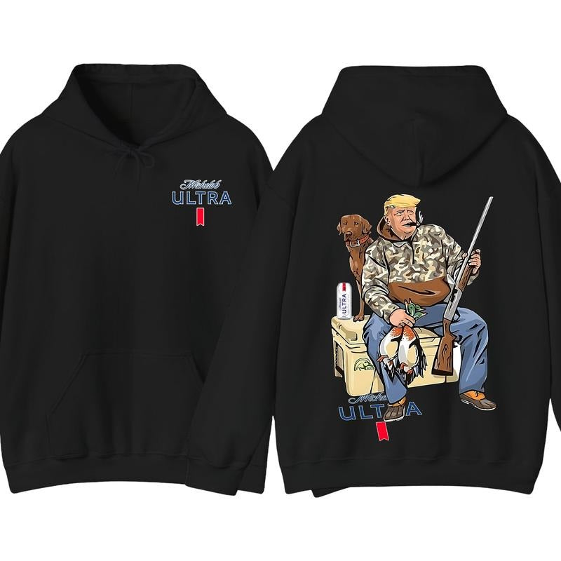 2 Sides Hunter Trump With Michelob Ultra Beer 2 Siders Hoodie, Trump and Your Hunt Dog, Hunting Season, Gift for Men, for...