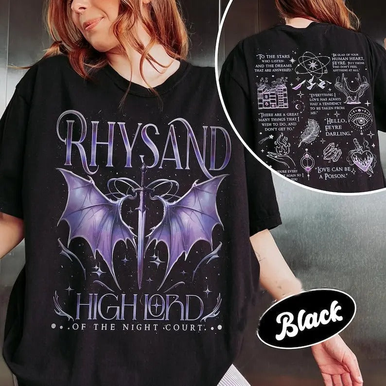 2 Slide Design, The Bat Boys Rhysand  Shirt, Rhysand Acotar TShirt, Rhysand Shirt, Acotar The Night Court Illyrians...