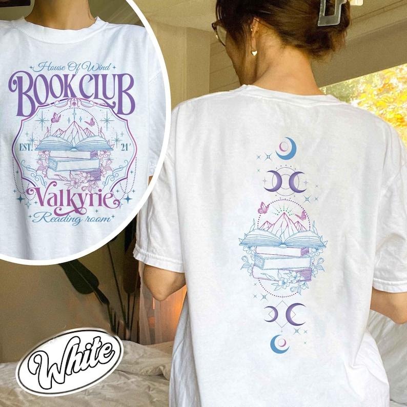 2 Slides, House Of Wind Book Club Shirt, Valkyrie Reading Room T shirt,Night Court SJM Shirt,Acotar Book Club, Book...