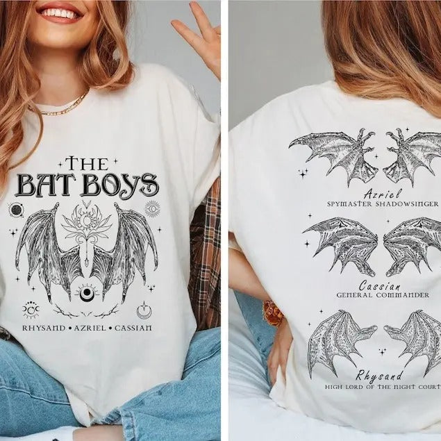 2 Slides, The Bat Boys Shirt, The Night Court T-Shirt, Acotar Tee, Bat Boy Fan Club Shirt, A Court of Thorn Shirt, Acotar...