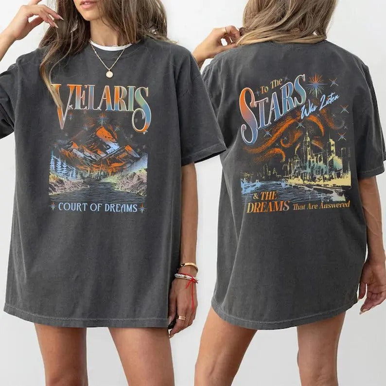 2 Slides, Velaris City Of Starlight ACOTAR Shirt, The Night Court T-Shirt, Court of Dreams, Rhysand, Cassian, Sarah J...