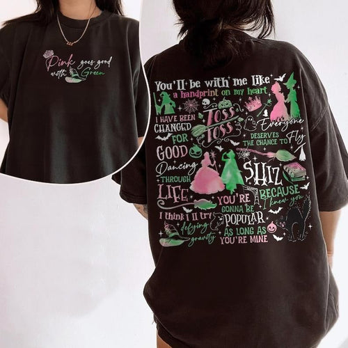 2 Slides, Wicked A New Musical T- Shirt, Defying Gravity TShirt, Wicked Changed For Good, Wizard Movie Fan Shirt Casual...