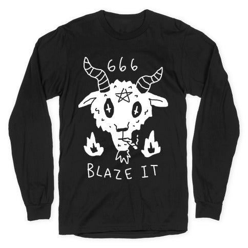 666 Blaze It Satan Longsleeve Tee Hoodie, Sweatshirt | PureTeeCo.com (Image 1)