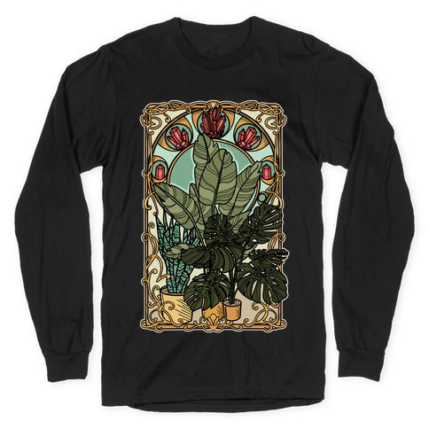 Art Nouveau House Plants Longsleeve Tee Hoodie, Sweatshirt | PureTeeCo.com (Image 1)