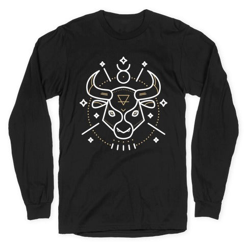 Astrology Taurus Bull Longsleeve Tee Hoodie, Sweatshirt | PureTeeCo.com (Image 1)