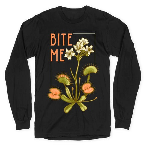 Bite Me Venus Flytrap Longsleeve Tee Hoodie, Sweatshirt | PureTeeCo.com (Image 1)