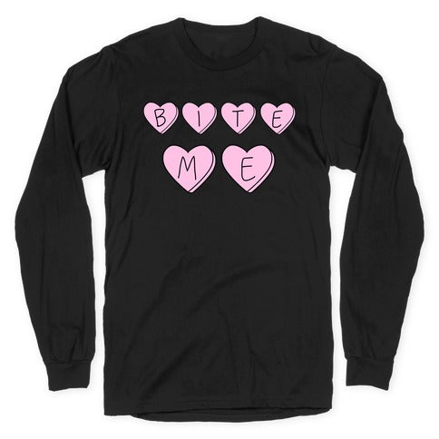 Bite Me Longsleeve Tee Hoodie, Sweatshirt | PureTeeCo.com (Image 1)