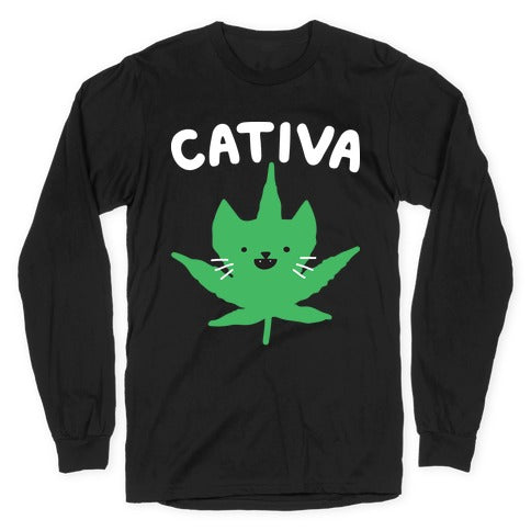 Cativa (Sativa Cat) Longsleeve Tee Hoodie, Sweatshirt | PureTeeCo.com (Image 1)