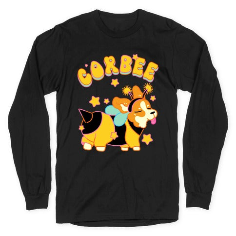 Corbee Corgi in a Bee Costume Longsleeve Tee Hoodie, Sweatshirt | PureTeeCo.com (Image 1)