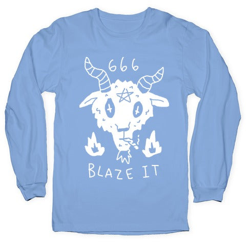 666 Blaze It Satan Longsleeve Tee Hoodie, Sweatshirt | PureTeeCo.com (Image 2)
