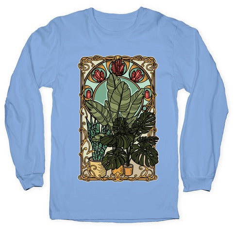 Art Nouveau House Plants Longsleeve Tee Hoodie, Sweatshirt | PureTeeCo.com (Image 2)
