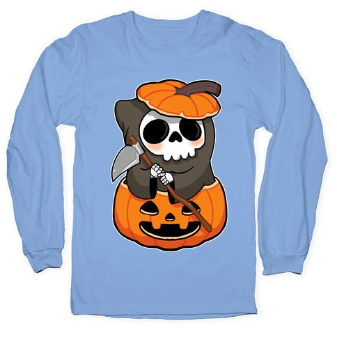 Cute Halloween Grim Reaper Longsleeve Tee Style001 Hoodie, Sweatshirt | PureTeeCo.com (Image 2)
