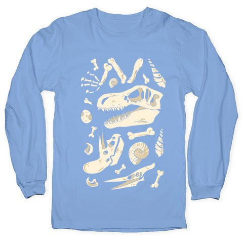 Dino Fossils Pattern Longsleeve Tee Hoodie, Sweatshirt | PureTeeCo.com (Image 2)