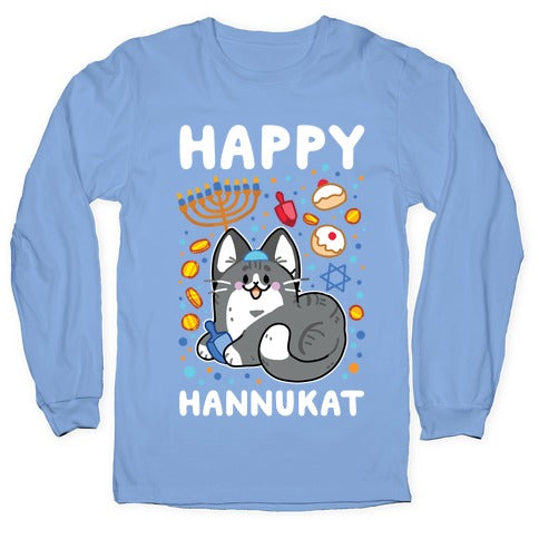 Happy Hannukat Longsleeve Tee Hoodie, Sweatshirt | PureTeeCo.com (Image 2)