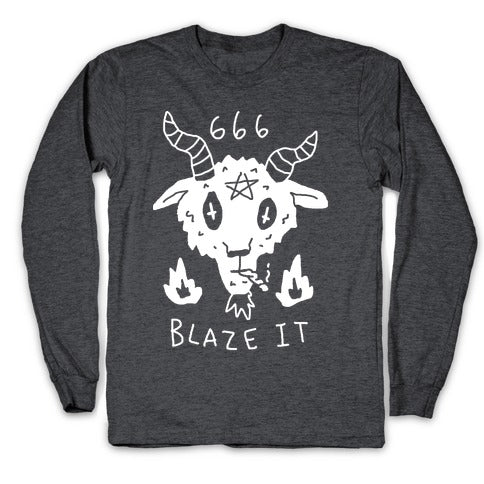 666 Blaze It Satan Longsleeve Tee Hoodie, Sweatshirt | PureTeeCo.com (Image 3)
