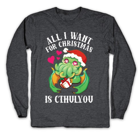 All I Want For Christmas Is Cthulyou Longsleeve Tee Hoodie, Sweatshirt | PureTeeCo.com (Image 3)