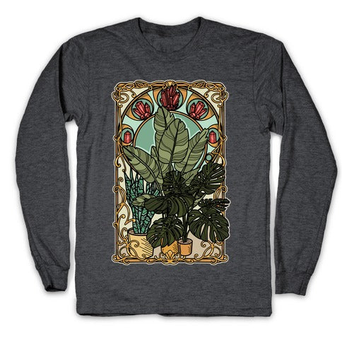 Art Nouveau House Plants Longsleeve Tee Hoodie, Sweatshirt | PureTeeCo.com (Image 3)