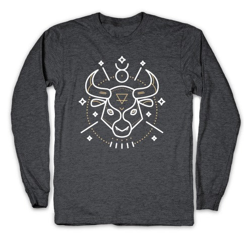 Astrology Taurus Bull Longsleeve Tee Hoodie, Sweatshirt | PureTeeCo.com (Image 3)