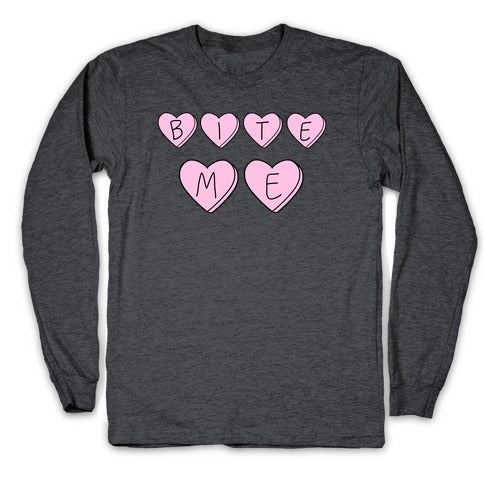Bite Me Longsleeve Tee Hoodie, Sweatshirt | PureTeeCo.com (Image 3)