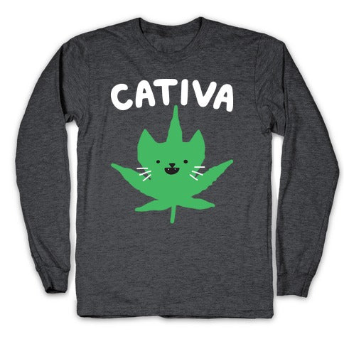 Cativa (Sativa Cat) Longsleeve Tee Hoodie, Sweatshirt | PureTeeCo.com (Image 3)
