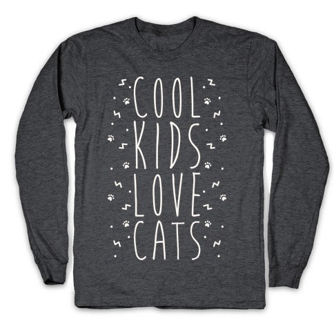 Cool Kids Love Cats Longsleeve Tee Hoodie, Sweatshirt | PureTeeCo.com (Image 3)