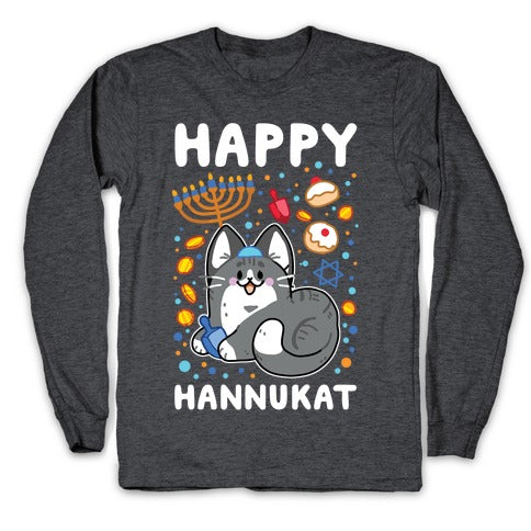 Happy Hannukat Longsleeve Tee Hoodie, Sweatshirt | PureTeeCo.com (Image 3)