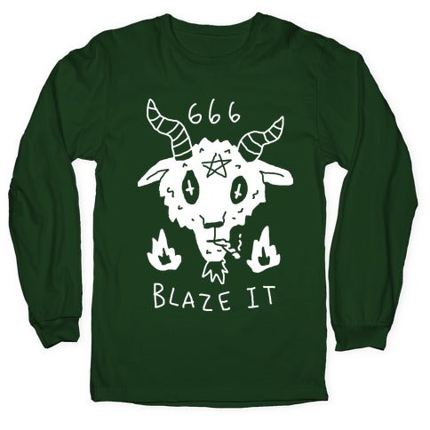 666 Blaze It Satan Longsleeve Tee Hoodie, Sweatshirt | PureTeeCo.com (Image 4)