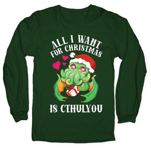 All I Want For Christmas Is Cthulyou Longsleeve Tee Hoodie, Sweatshirt | PureTeeCo.com (Image 4)