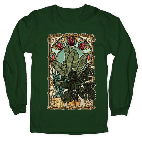 Art Nouveau House Plants Longsleeve Tee Hoodie, Sweatshirt | PureTeeCo.com (Image 4)
