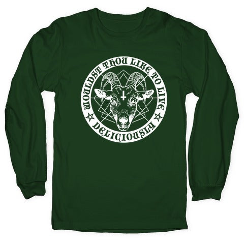 Black Philip: Wouldst Thou Like To Live Deliciously Longsleeve Tee Hoodie, Sweatshirt | PureTeeCo.com (Image 4)